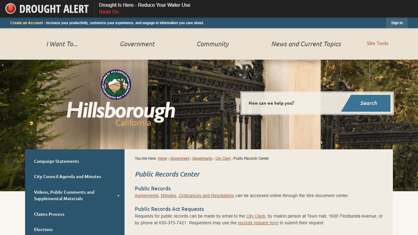 Public Records Center | Hillsborough, CA - Official Website